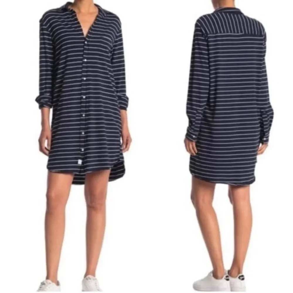 Frank & Eileen Tee Lab Mary‎ Heritage Jersey Shirt Dress Navy White Striped M